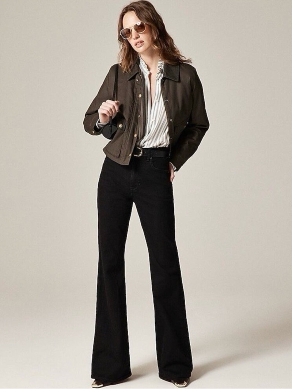 J. Crew Black High Rise Flare Jeans Semi Stretch Women 27 Petite